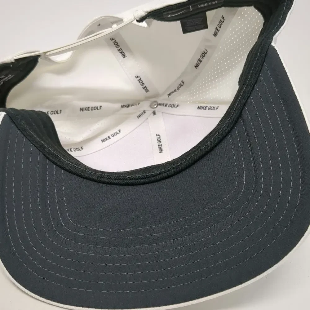 Nike Snapback Hat White One Size Perforated Swoosh Pro Dri-Fit Golf Sports